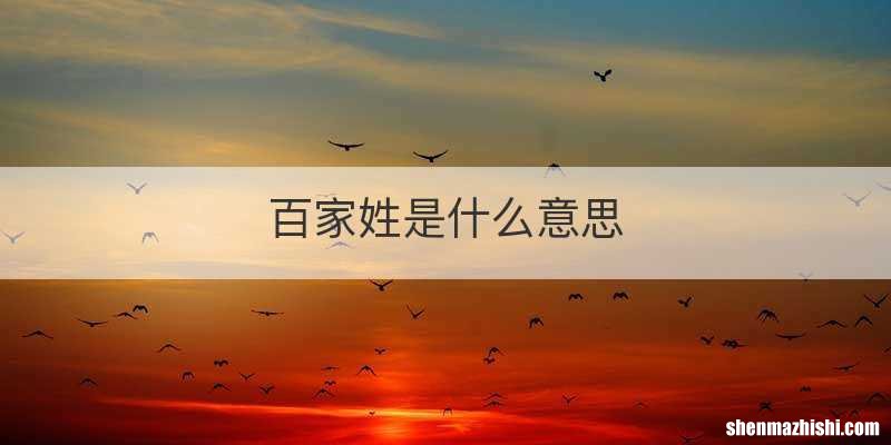 百家姓是什么意思