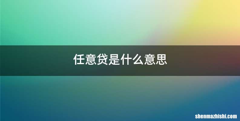 任意贷是什么意思