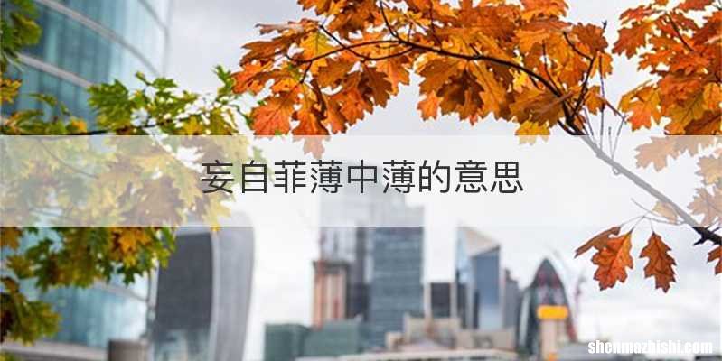 妄自菲薄中薄的意思