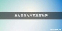 亚冠各届冠军数量排名榜