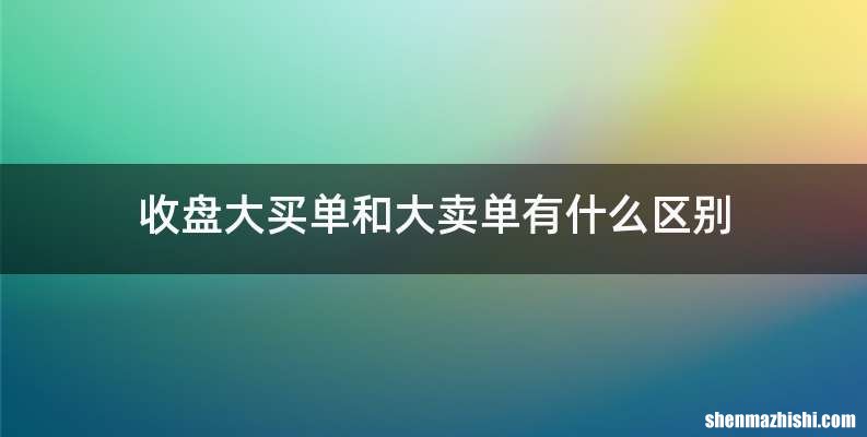 收盘大买单和大卖单有什么区别