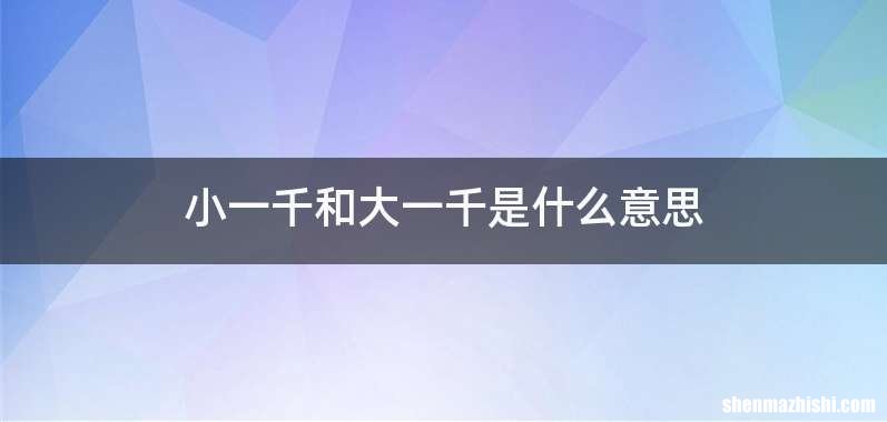 小一千和大一千是什么意思