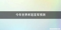 今年世界杯冠亚军预测