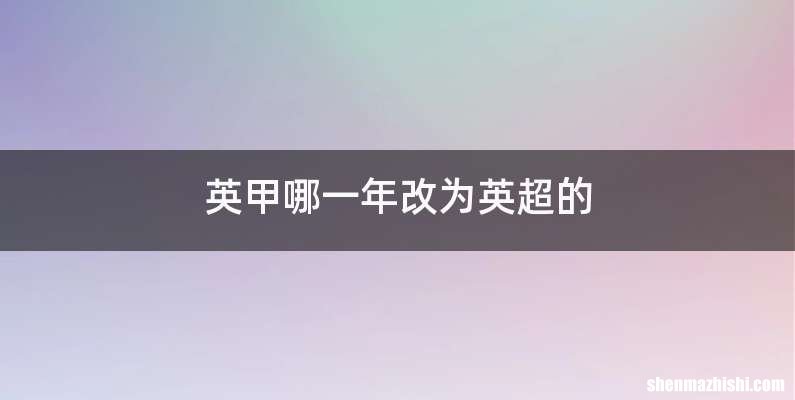 英甲哪一年改为英超的