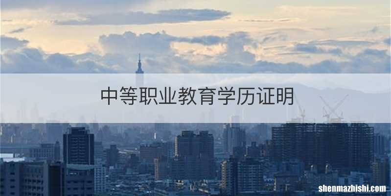 中等职业教育学历证明