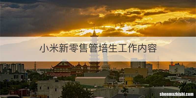 小米新零售管培生工作内容