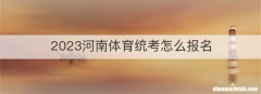 2023河南体育统考怎么报名