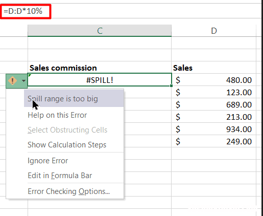 5种简单方法 如何修复Excel #SPILL错误