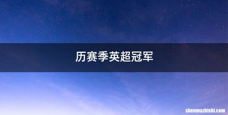 历赛季英超冠军