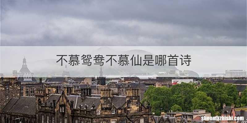 不慕鸳鸯不慕仙是哪首诗
