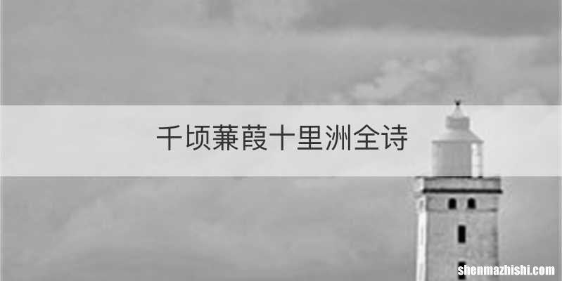 千顷蒹葭十里洲全诗