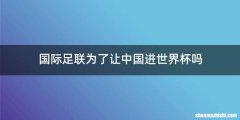 国际足联为了让中国进世界杯吗