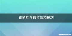 直拍乒乓球打法和技巧