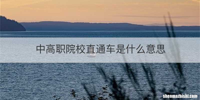 中高职院校直通车是什么意思