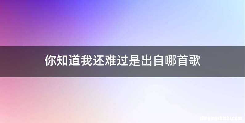 你知道我还难过是出自哪首歌