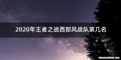 2020年王者之战西部风战队第几名
