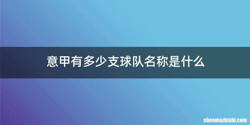 意甲有多少支球队名称是什么