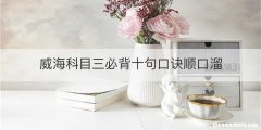 威海科目三必背十句口诀顺口溜