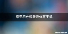 意甲积分榜新浪体育手机