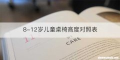 8-12岁儿童桌椅高度对照表