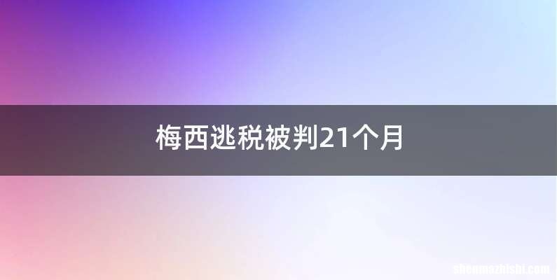 梅西逃税被判21个月