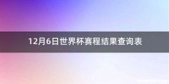 12月6日世界杯赛程结果查询表
