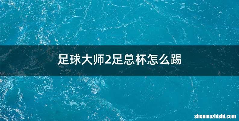 足球大师2足总杯怎么踢