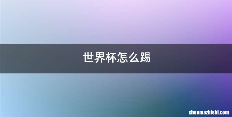 世界杯怎么踢