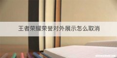 王者荣耀荣誉对外展示怎么取消