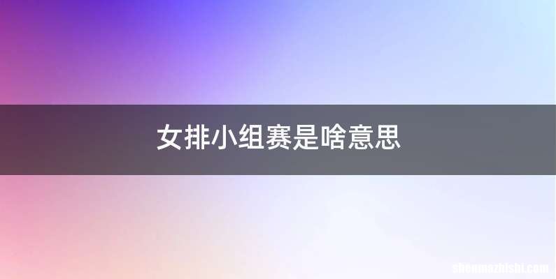 女排小组赛是啥意思