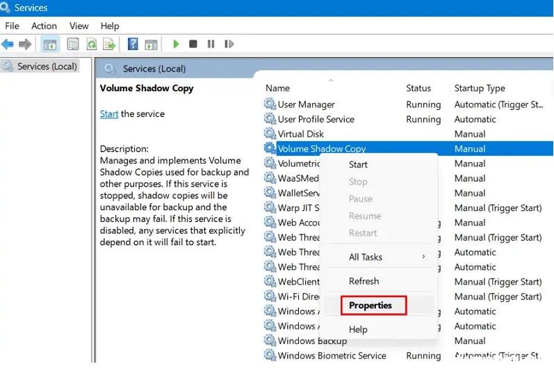 修复Windows11/10上的系统还原点错误0x80042306