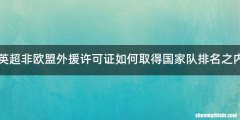 英超非欧盟外援许可证如何取得国家队排名之内