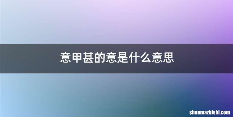意甲甚的意是什么意思