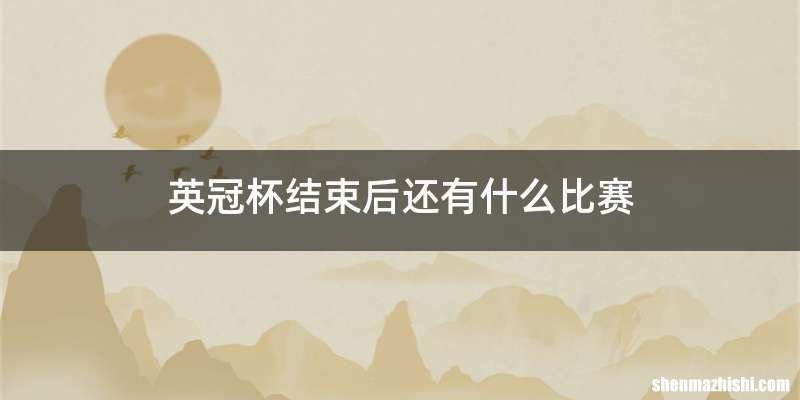 英冠杯结束后还有什么比赛