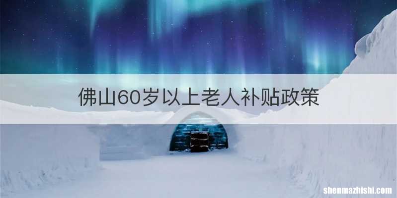 佛山60岁以上老人补贴政策