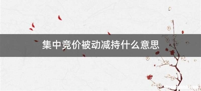 集中竞价被动减持什么意思