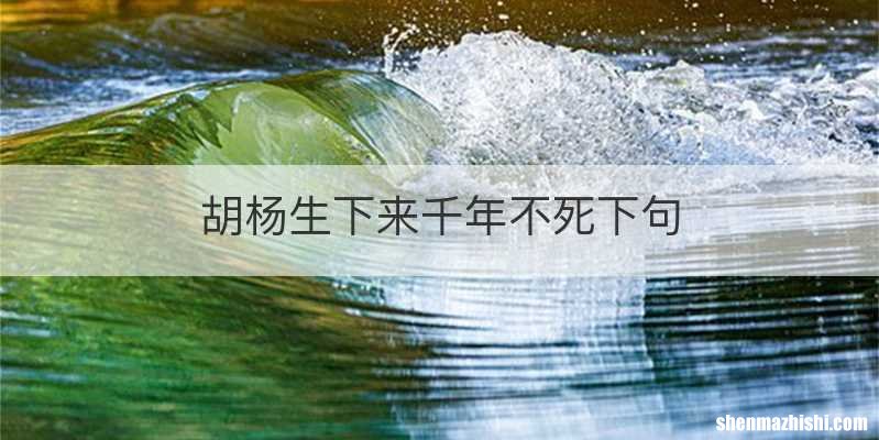 胡杨生下来千年不死下句
