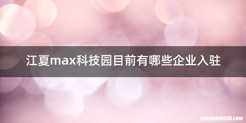 江夏max科技园目前有哪些企业入驻