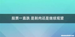 股票一直跌 是割肉还是继续观望
