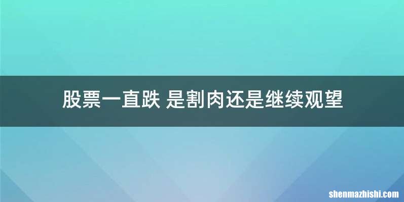 股票一直跌 是割肉还是继续观望