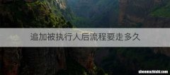 追加被执行人后流程要走多久