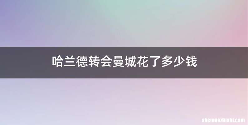 哈兰德转会曼城花了多少钱