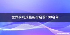 世界乒乓球最新排名前100名单