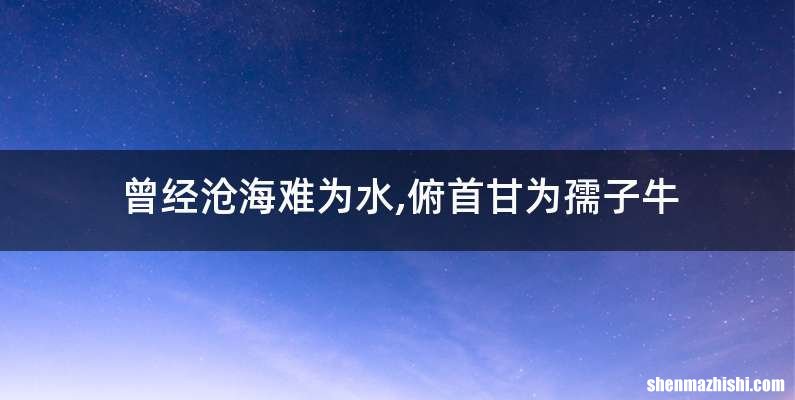 曾经沧海难为水,俯首甘为孺子牛