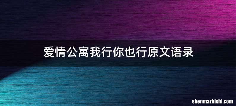 爱情公寓我行你也行原文语录