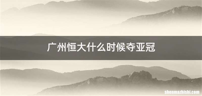 广州恒大什么时候夺亚冠