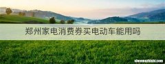 郑州家电消费券买电动车能用吗