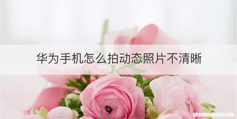 华为手机怎么拍动态照片不清晰