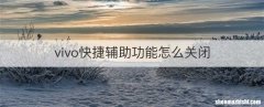 vivo快捷辅助功能怎么关闭