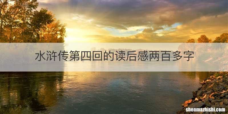水浒传第四回的读后感两百多字